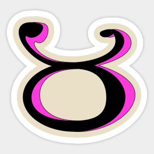 Taurus Zodiac Astrology Sign Pink and Black Symbol Sticker